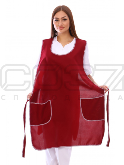 Фартук со спинкой АР24 цв.бордо тк.габардин