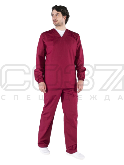 Костюм мужской ХАССП цв.бордовый тк.тиси-1
